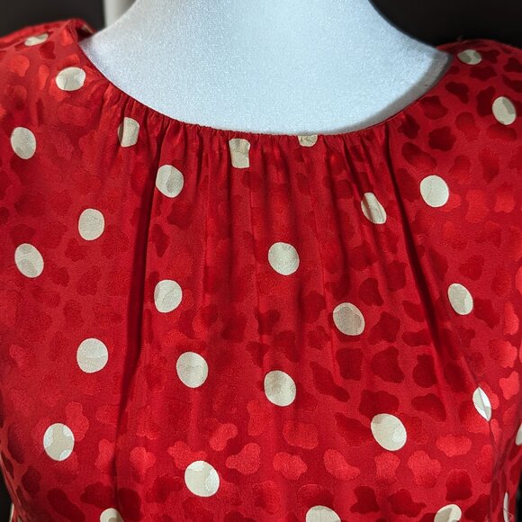 Joan Leslie by Kasper vintage red silk polka dot dress, size 8. - Picture 5 of 10